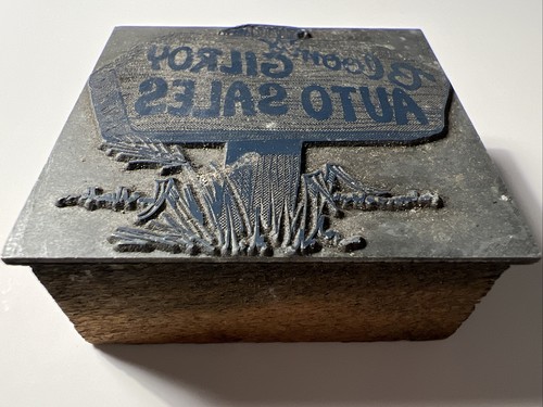 vintage 1930s Bloom’s GILROY Auto Sales Printer Block Stamp Wood - Picture 2 of 6