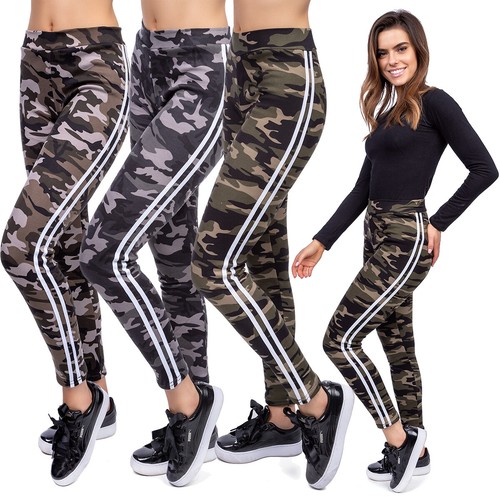 Da Donna Militare A Righe Casual Leggings Vita Alta Esercito Pantaloni  Mimetici FS7776 | eBay