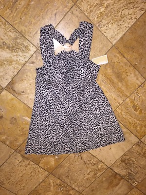 Nwt Michael Kors Anhänger Schwarz Gepard Motiv Badeanzug Bedeckung Damen Kleid