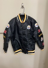 NFL PITTSBURGH STEELERS BLACK VARSITY JACKET ULTRA GAME 