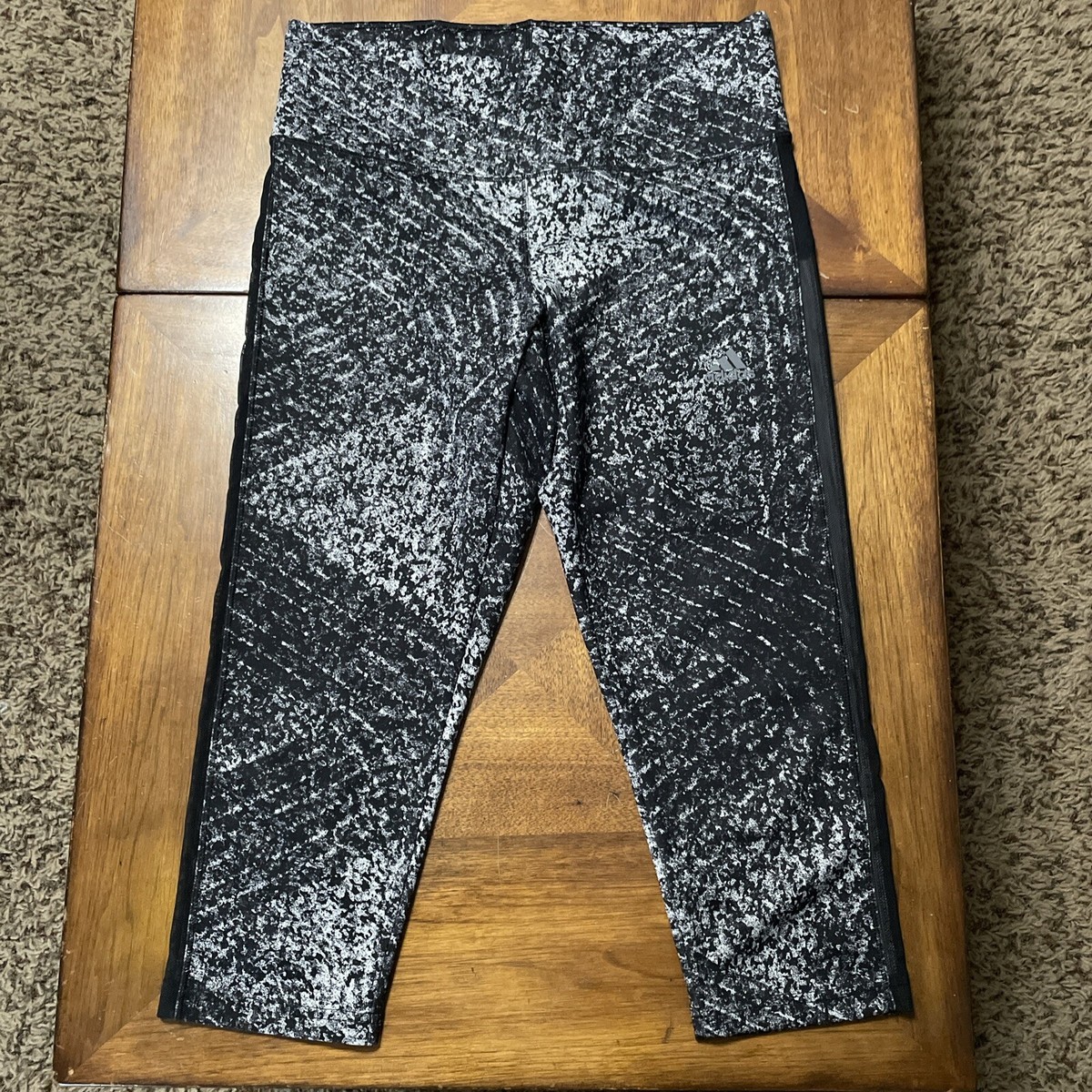 Adidas Climalite Crop Leggings Black Gray Mesh Capri Style Women's