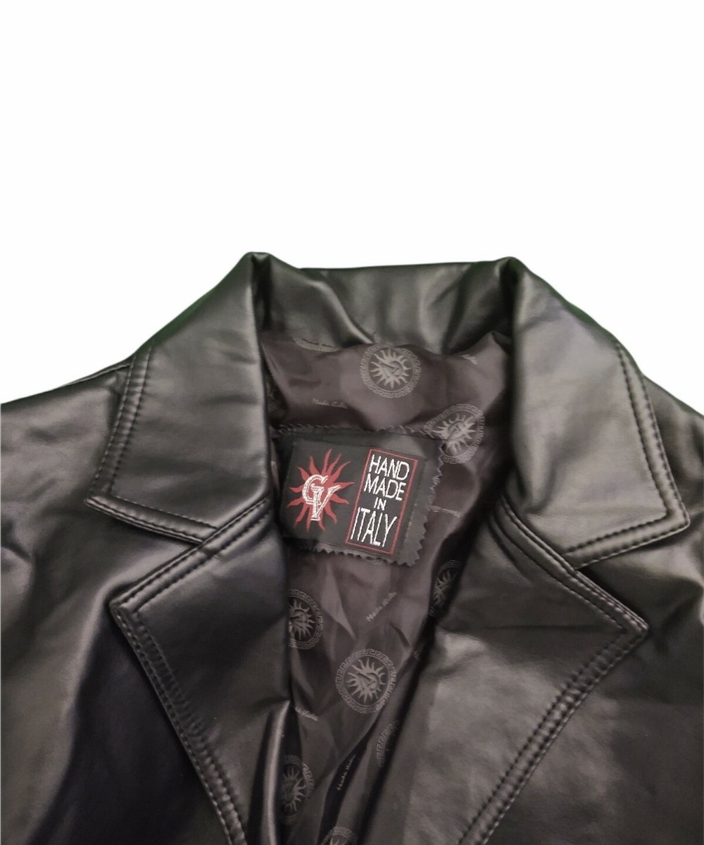Grupo Italiano Tessile Leather Jacket Men's Size XL Trench Coat