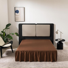 Brown Bed Skirt Twin Size Ruffled Bed Skirt with Split Corners, Twin Bed Skirt 1