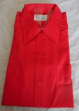 NOS 50's-60's KENTFIELD Red Camp Loop Collar 2 Pocket Long Sleeves ROCKABILLY L
