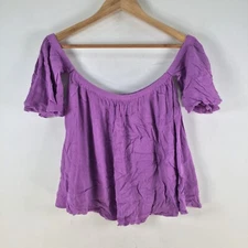 Isle of mine womens blouse top size S/M purple short sleeve viscose 108002