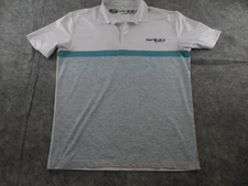 Spinn Golf Mens Polo Top Large Shirt Sleeve Collared Cotton White Golfing Sport