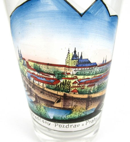 Altes Andenkenglas PRAG wohl 30er 40er Jahre Souvenir Andenken Art Deco Glass - Picture 2 of 4