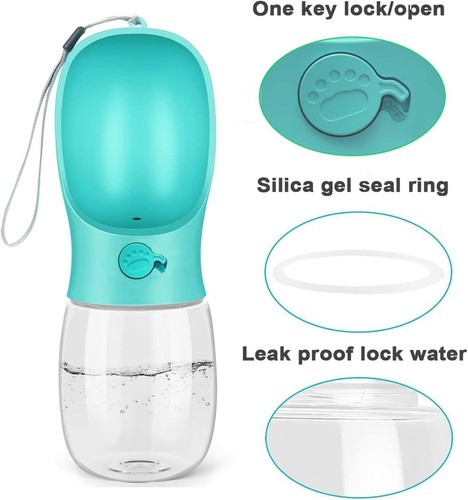 19oz Leak-Proof Dog Portable Puppy Water Bottle with Feeder - Food Grade Plastic - Picture 12 of 21