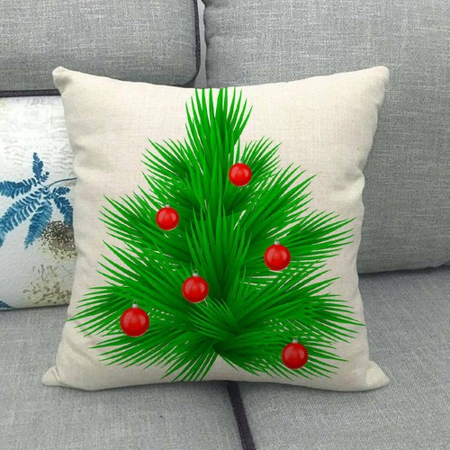 Cojines Christmas Tree Ball Cushion Cover Woven Linen Family Snowman Pillow Case - Picture 100 of 117