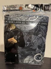Ed Hardy Medium Mens Base Layer Set With Fleece Lining Pants & Top New.