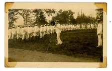 Military/Navy -OFFICER W/ MEGAPHONE & SAILORS IN WHITE- WWI RPPC Postcard