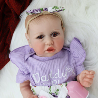 22 Inch Reborn Baby Doll Realistic Soft Vinyl Cute Newborn Painted 3D Skin