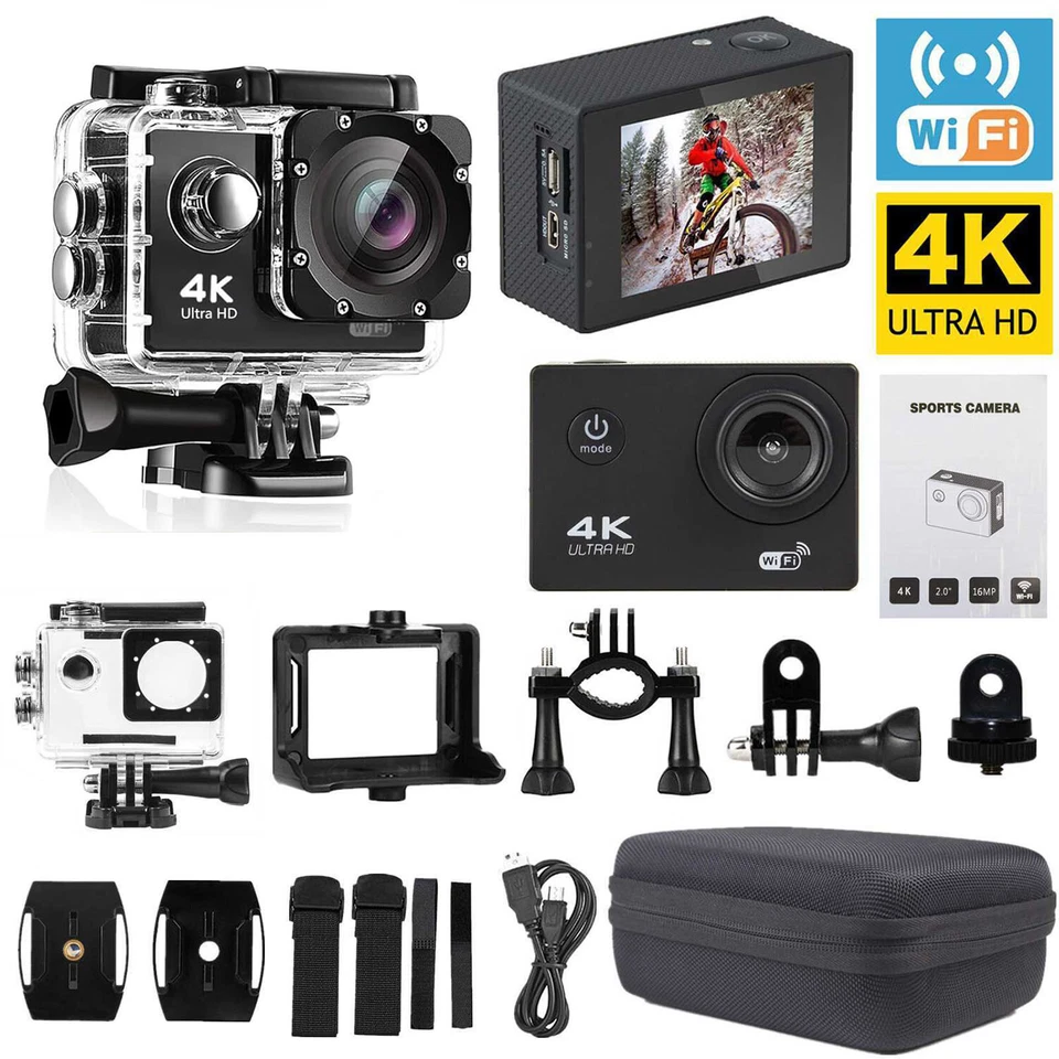 4K Action Camera Sport Video For Go Pro Underwater Waterproof Camera Wifi Remote - Image 2 of 4