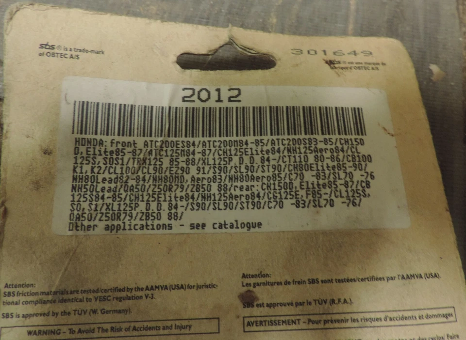 SBS - 2012 - Zapatas de freno Foto 2 de 2