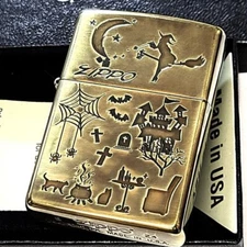 Zippo Witch Windy Antique Gold One Sided Processing Etching Lighter Regular