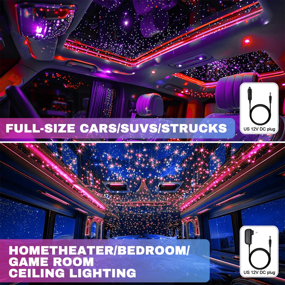 1000pc Car Home Headliner Star Light Kit Roof Twinkle Ceiling Lights Fiber Optic - Imagem 3 de 4