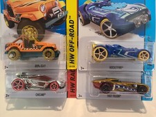 Hot Wheels 2015 Treasure Hunt Lot of 4- Jeep CJ-7 Chicane Rocketfire Fast Felion