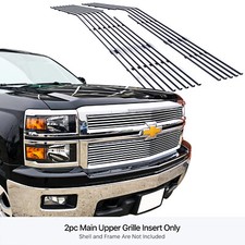 Fits 2014-2015 Chevy Silverado 1500 Main Upper Billet Grille Inserts