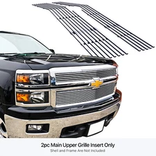 Fits 2014-2015 Chevy Silverado 1500 Main Upper Billet Grille Inserts
