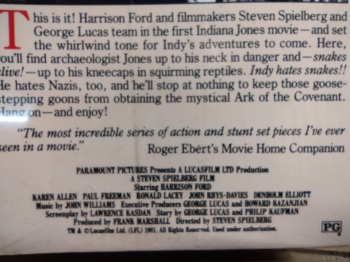 Raiders of the Lost Ark 1981 SEALED VHS #1376 w/ Paramount Home Video Watermarks - Picture 11 of 15