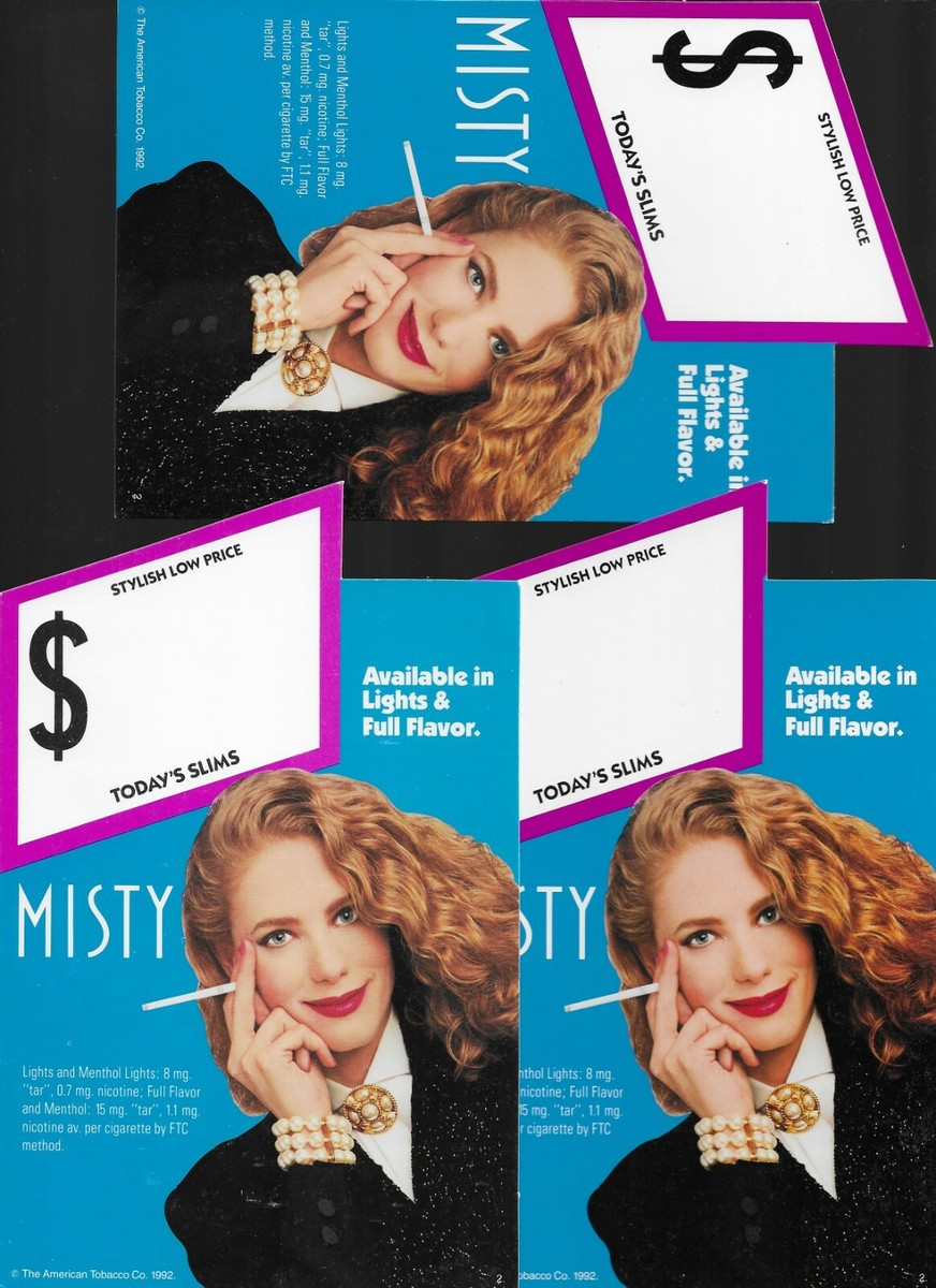 MISTY CIGARETTES 3 POINT OF PURCHASE STORE ADS