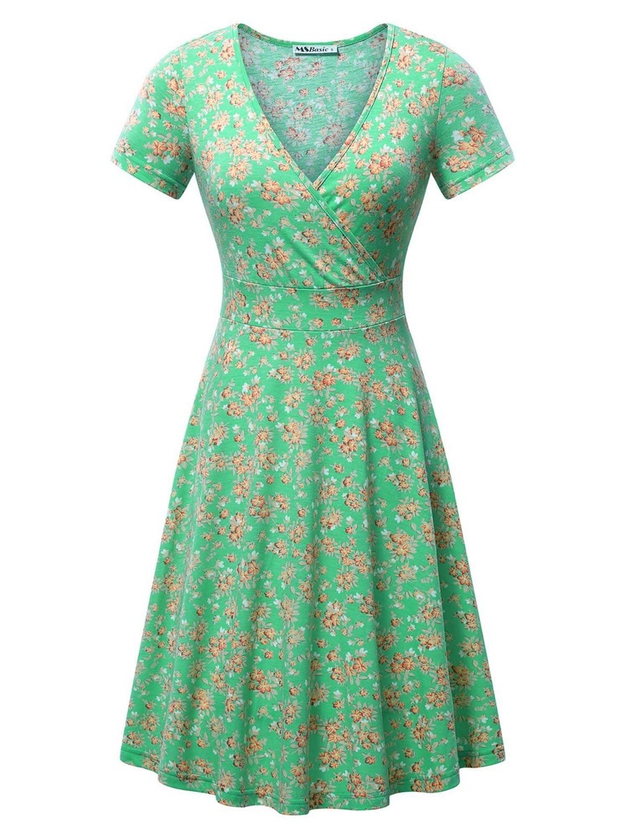 belt knit dress Apricot Knit Dress with Flower Belt – Clothing Lounge Co main image 1