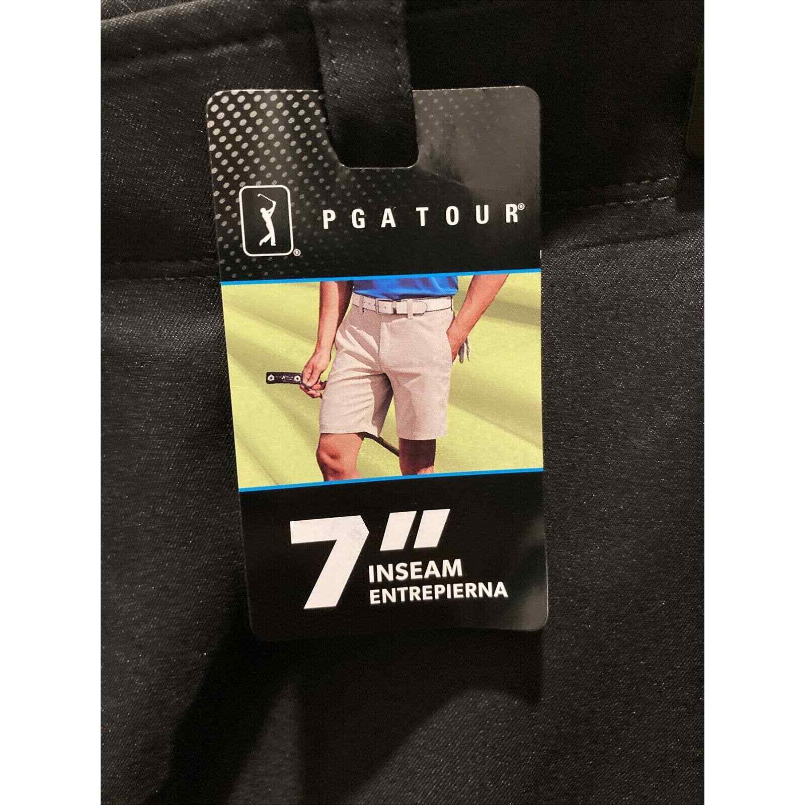 PGA Tour Caviar Black Flat Front Active Waistband Golf Short Men's Size