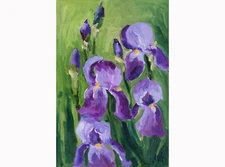 Iris Oil Painting Flowers Original Wall Art Abstract Floral Painting Home Decor