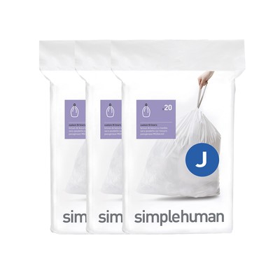 simplehuman CW0259 Code J Passgenaue Müllbeutel Großpackung Weiß Kunststoff 3er Pack...