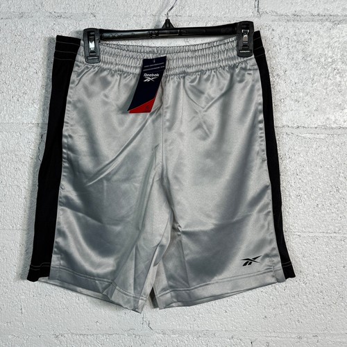 Reebok Herren normale Passform Mesh-Einsatz Satin Basketball Shorts, grau/schwarz Small - Bild 1 von 8