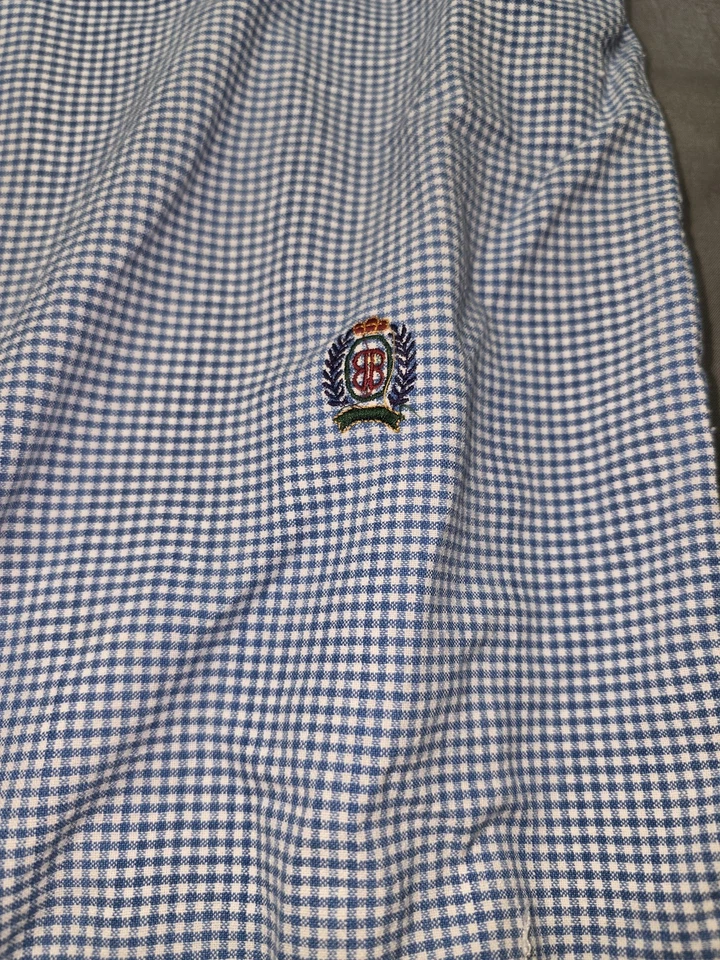 Camisa De Colección Bill Blass Para Hombres Grande Azul Rayas Cuadros Retazos Abotonados Foto 4 de 4