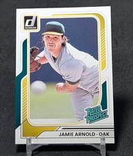 Jamie Arnold Rated Prospect Rookie RC 2026 Donruss Baseball Card #140 Athletics. rookie card picture