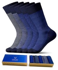 Mens Dress Socks, Premium Bamboo Rayon Socks for Men, 7-14 5 Pairs Blue Socks