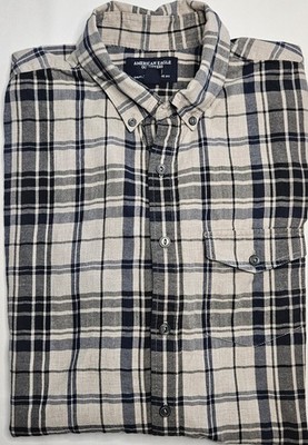 Mens American Eagle Slim Fit Long Sleeve Plaid Button Up Shirt Size Medium MD M