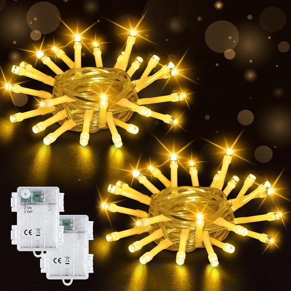 LED Lichterkette 2M 20 LED Batteriebetrieben IP65 Wasserdicht FüR AußEn Deko-image