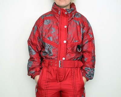 retro vintage SKI SUIT snowsuit women size M onepiece Luhta