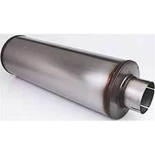 DIESEL  MUFFLER,  STAINLESS STEEL,  SLOTTED   4" INLET/OUTLET  8" ROUND DIAMETER