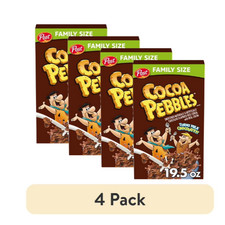  4 pack Post Cocoa PEBBLES Breakfast Cereal, Gluten Free  Chocolatey 19.5 oz