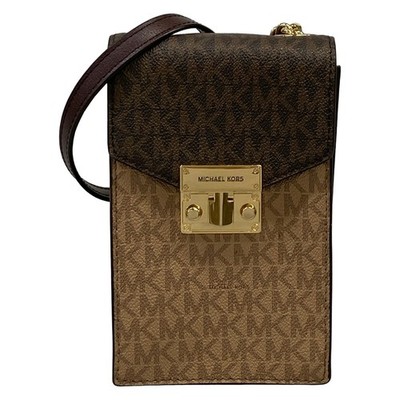 MICHAEL KORS - Beige Dark Brown Brown PVC Leather Shoulder Bag