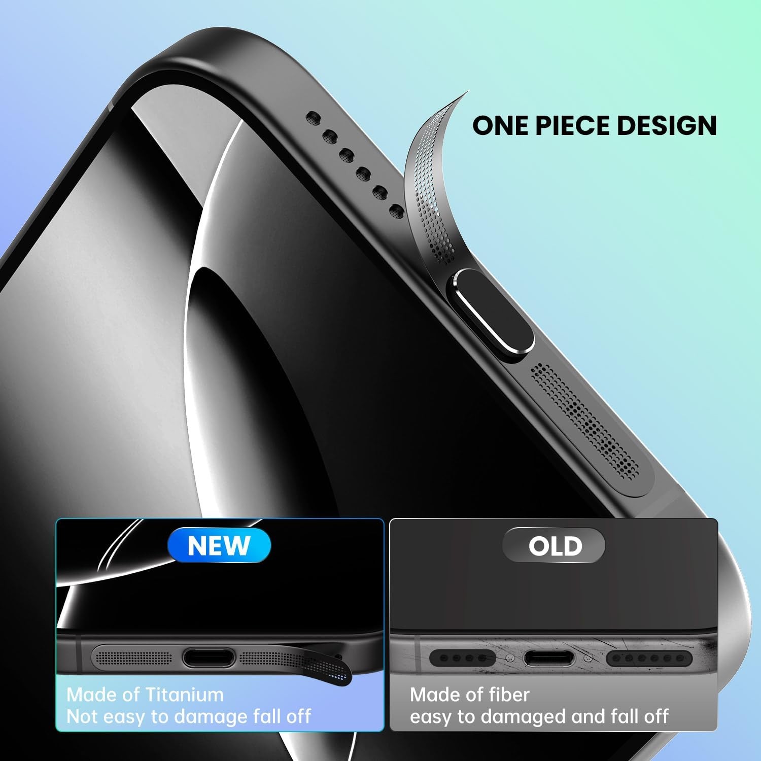 USB C Dust Plug, 5PCS Type C Charging Port Cover iPhone 15/16 Series, Black