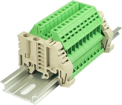 ICI Dinkle Assembly DK2.5N GN 10 Gang Box Connector DIN Rail Term Color: Green