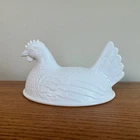 Vintage White Milk Glass Hen on Nest Replacement Lid Top Only