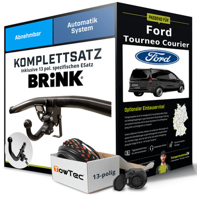 Anhängerkupplung BRINK abnehmbar für FORD Tourneo Courier +E-Satz NEU ABE PKW