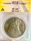 1870 Trade Dollar $1 Silver Coin ANACS VF20 Details Seated Liberty 90% Silver