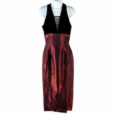 Jessica McClintock Gunne Sax Junior Size 7/8 VTG Dress Red Maroon Black Sequin