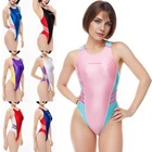 LEOHEX Women Glossy Satin One Piece Swimwear High-Waisted Athletic Bathing Suits