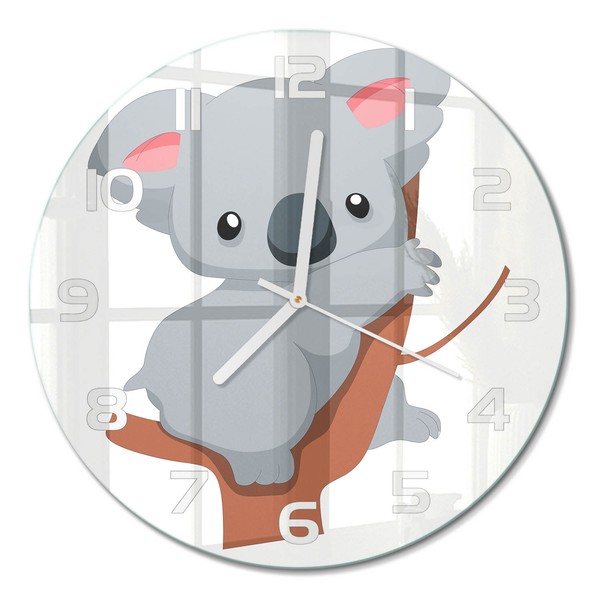 Wanduhr Aus Glas Mit Leisem Uhrwerk Koala Auf Dem Baum WeißE Zeiger Fi30 Cm-image