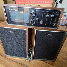 Radio stereo vintage Sharp MPX-37 stato solido FM AM con altoparlanti legno Giappone