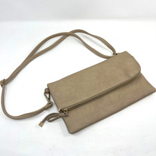 Charming Charlie Tan Fold Over Clutch Purse Chic Handbag