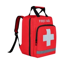 Red Emergency Bag First Aid Backpack Empty Medical First Aid Treatment First ...